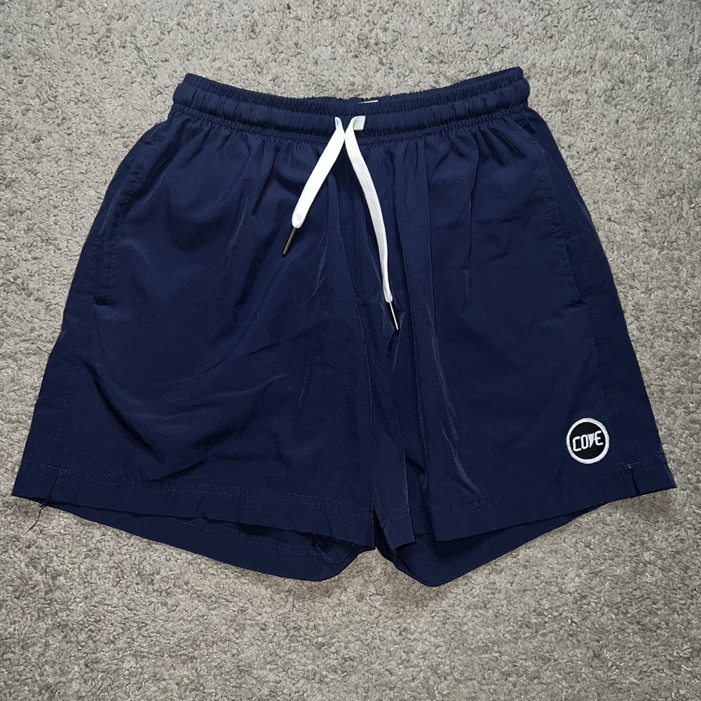 Cove USA Shorts Mens Size 28 Inseam 5" Drawstring Navy Blue Green Gym Training